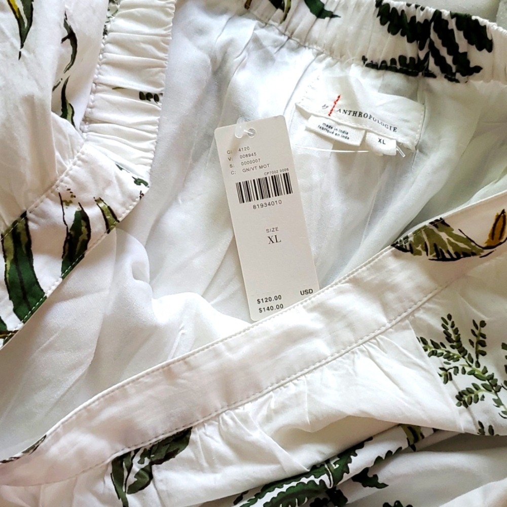 NWT Anthropologie High Low Cotton Bubble skirt leaf print size XL - Picture 5 of 7